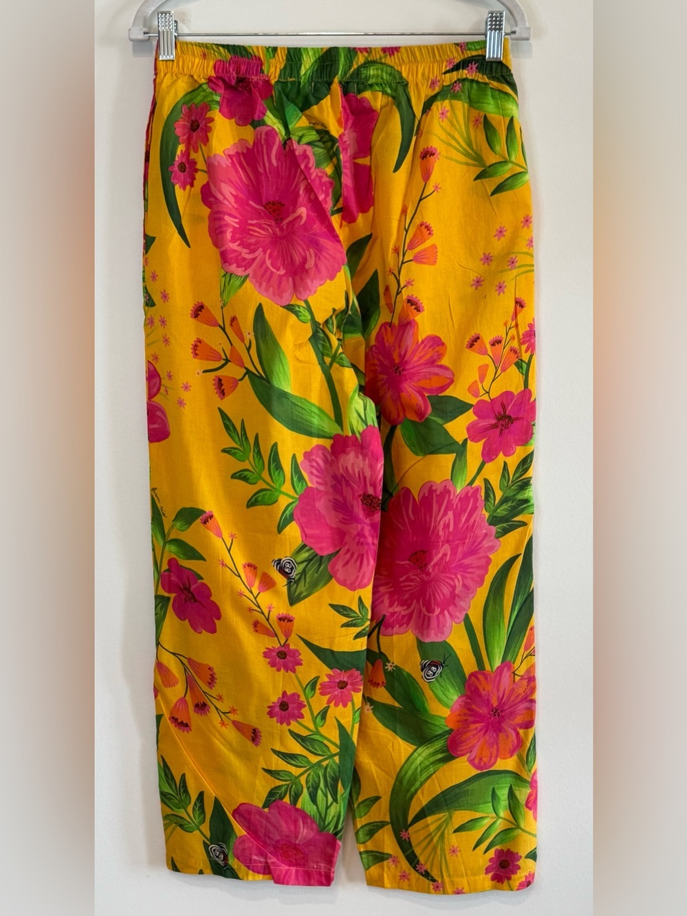 NEW Farm Rio x Anthropologie Women’s Yellow Floral Lightweight Pants Size M - Picture 2 of 6